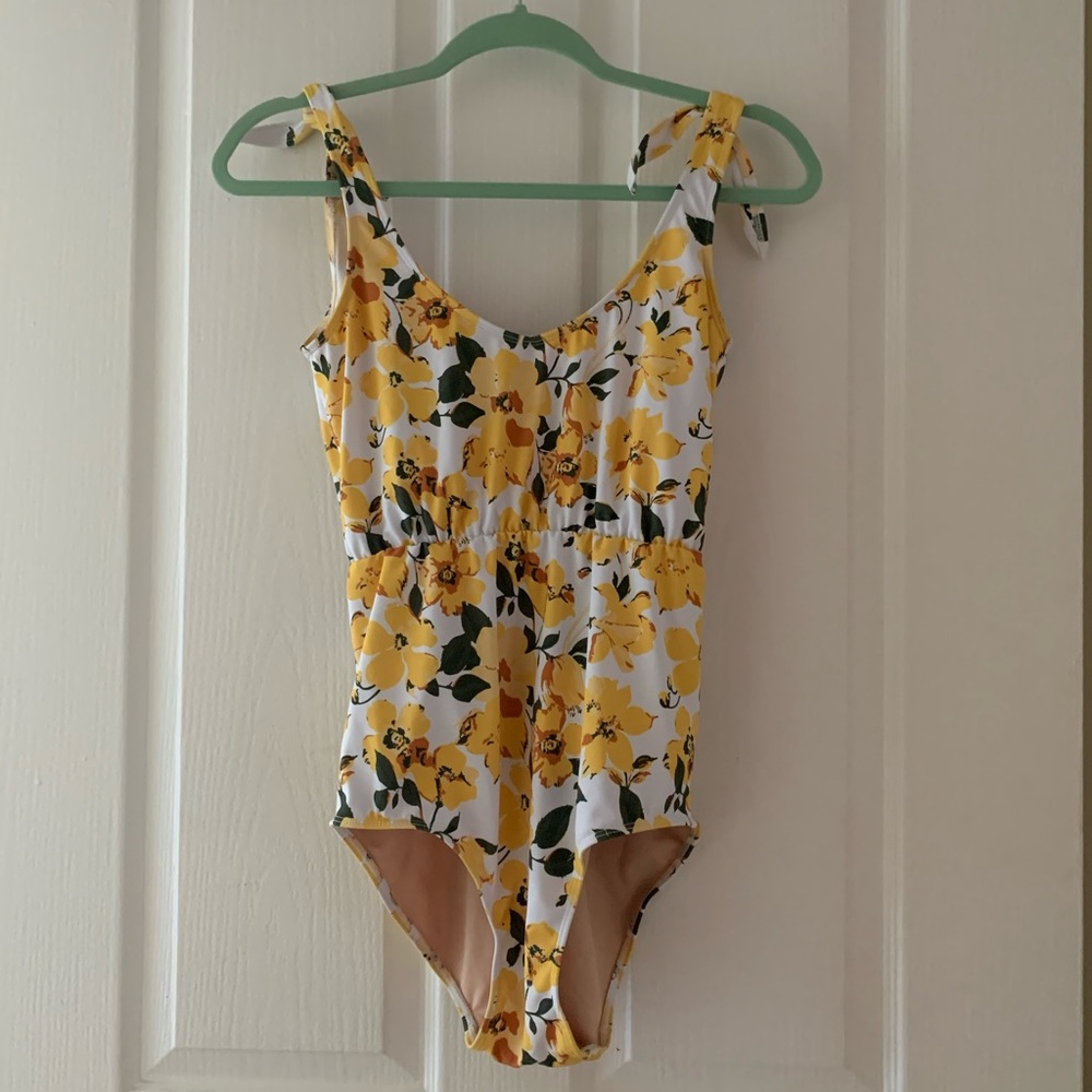 One piece yellow floral swimsuit